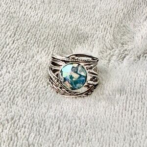 Silpada Sterling Silver Roman Glass Ring Size 9